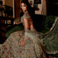 SEA GREEN COLOUR NET HAND EMBROIDERED NET LEHENGA EMBELLISHED WITH SEQUINS, ZARI & MIRROR WORK