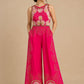 FUCHSIA PINK COLOUR SILK JUMPSUIT EMBELLISHED WITH SEQUINS, BEADS & PEARL WORK