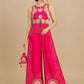 FUCHSIA PINK COLOUR SILK JUMPSUIT EMBELLISHED WITH SEQUINS, BEADS & PEARL WORK