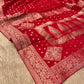 RED COLOUR GEORGETTE KHADDI SAREE EMBELLISHED WITH RESHAM WEAVE