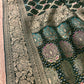 GREEN COLOUR GEORGETTE KHADDI SAREE EMBELLISHED WITH RESHAM WEAVE