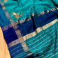 TURQUOISE COLOUR MAHESHWARI HAND EMBROIDERED SAREE EMBELLISHED WITH ZARDOZI WORK