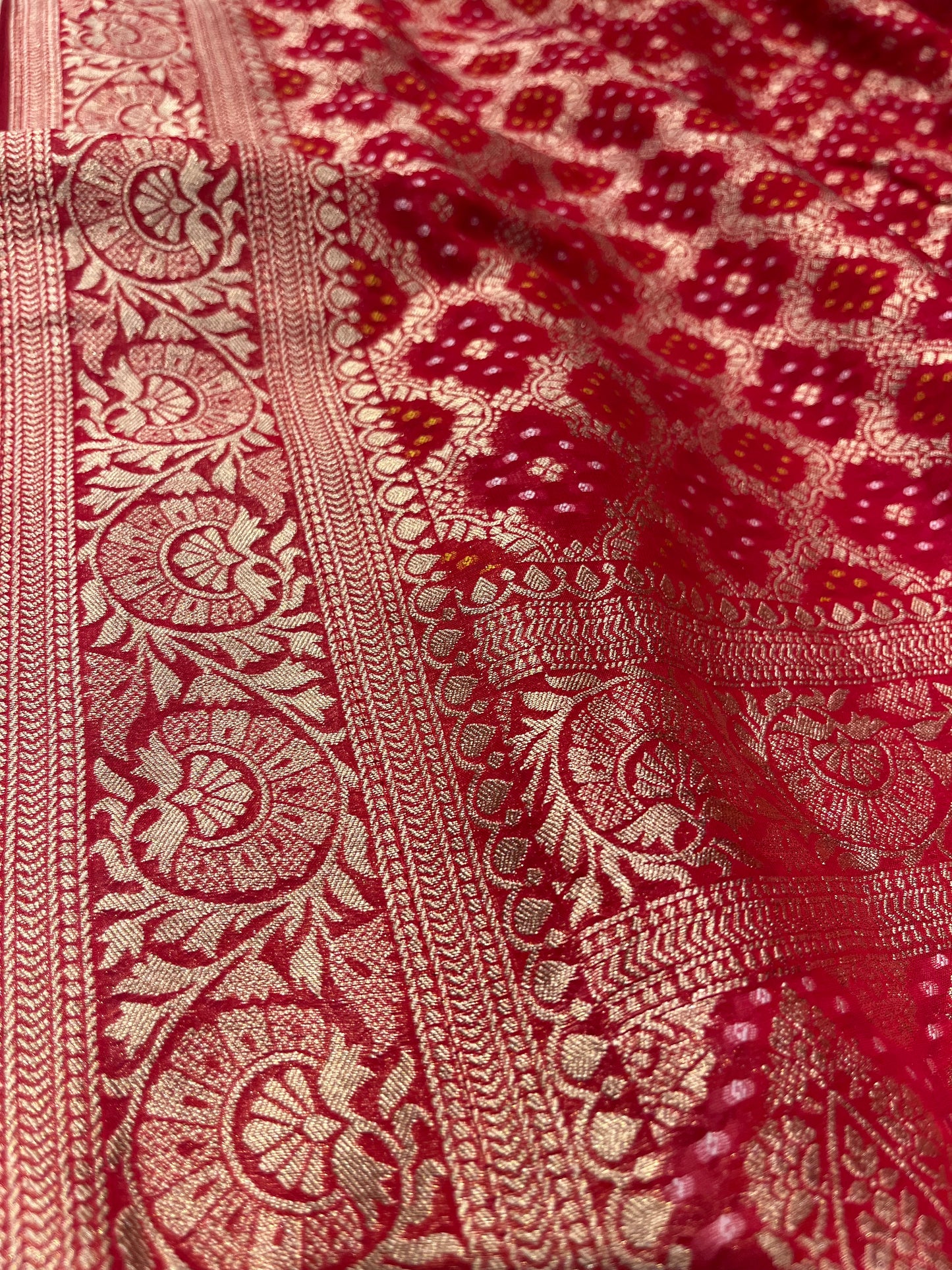 RED COLOUR GEORGETTE KHADDI SAREE EMBELLISHED WITH RESHAM WEAVE