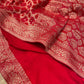 RED COLOUR GEORGETTE KHADDI SAREE EMBELLISHED WITH RESHAM WEAVE