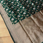 BOTTLE GREEN COLOUR SILK BANARASI SAREE EMBELLISHED WITH ZARI WEAVES