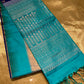 BLUE COLOUR PURE DHARMAVARAM SILK SAREE WITH CONTRAST BORDER & PALLA EMBELLISHED WITH ZARI WEAVES