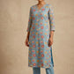 POWDER BLUE MUL CHANDERI EMBROIDERED UNSTITCHED CO-ORD SET EMBELLISHED WITH RESHAM WORK & COTTON BOTTOM BY SIDDHAIKA - Kothari Sons
