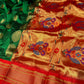 BOTTLE GREEN COLOUR PURE SILK PAITHANI SAREE EMBELLISHED WITH CONTRAST BORDER & PALLA EMBELLISHED WITH ZARI WEAVES