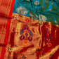 TURQUOISE COLOUR PAITHANI PURE SILK SAREE EMBELLISHED WITH ZARI WEAVES