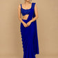 ROYAL BLUE COLOUR CHINON READYMADE SAREE WITH EMBROIDERED BLOUSE EMBELLISHED WITH BEADS & SEQUINS WORK
