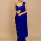 ROYAL BLUE COLOUR CHINON READYMADE SAREE WITH EMBROIDERED BLOUSE EMBELLISHED WITH BEADS & SEQUINS WORK
