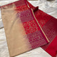 BEIGE COLOUR DHARMAVARAM PURE SILK SAREE WITH CONTRAST BORDER & PALLA EMBELLISHED WITH ZARI WEAVES