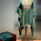 TEAL BLUE COLOUR CHINON KAFTAN STYLE KURTA & CREPE SILK DHOTI PANT EMBELLISHED WITH GOTA PATTI EORK