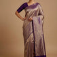 PURPLE COLOUR PLANT BASED SILK BROCADE SAREE EMBELLISHED WITH ZARI WEAVES - Kothari Sons