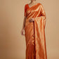 ORANGE COLOUR PLANT BASED BROCADE SAREE eWITH ZARI WEAVES - Kothari Sons