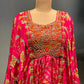 HOT PINK COLOUR CREPE SILK FLORAL PRINTED MIRROR EORK TUNIC & PALAZZO PANT