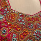 HOT PINK COLOUR CREPE SILK FLORAL PRINTED MIRROR EORK TUNIC & PALAZZO PANT