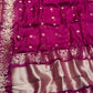 WINE COLOUR PURE KOTA DORIA SAREE EMBELLISHED WITH ZARI BORDER & BUTTI - Kothari Sons