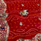RED PURE OJARIYA BANDHANI SAREE WITH GOTA PATTI & ZARDOZI EMBROIDERED BORDER