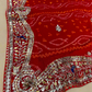 RED PURE OJARIYA BANDHANI SAREE WITH GOTA PATTI & ZARDOZI EMBROIDERED BORDER