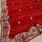 RED PURE OJARIYA BANDHANI SAREE WITH GOTA PATTI & ZARDOZI EMBROIDERED BORDER
