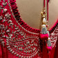 HOT PINK COLOUR CHINON FLOOR LENGTH SUIT & ORGANZA DUPATTA EMBELLISHED WITH PITTA WORK