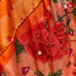 ORANGE COLOUR PRINTED SILK LEHENGA WITH UNSTITCHED BLOUSE EMBELLISHED WITH CUTDANA & SEQUINS WORK