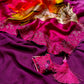 PURPLE CHINON SATIN PRINTED SAREE WITH RESHAM EMBROIDERED BORDER