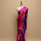 PURPLE CHINON SATIN PRINTED SAREE WITH RESHAM EMBROIDERED BORDER