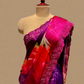 PURPLE CHINON SATIN PRINTED SAREE WITH RESHAM EMBROIDERED BORDER
