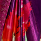 PURPLE CHINON SATIN PRINTED SAREE WITH RESHAM EMBROIDERED BORDER