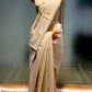 BEIGE COLOUR MUSLIN JAMDANI SAREE WITH MISTARD BLOUSE