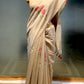 BEIGE COLOUR JAMDANI MUSLIN SAREE WITH CONTRAST BLOUSE