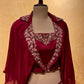 MAROON COLOUR DHOTI STYLE PANT WITH CROP TOP BLOUSE EMBELLISHED WITH ZARDOZI WORK