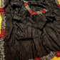 BLACK COLOUR SATIN EMBOSSED PRINT SAREE WITH READYMADE BLOUSE EMBELLISHED WITH CUTDANA WORK