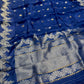 BLUE COLOUR KOTA DORIA SAREE WITH ZARI BORDER & BUTTI - Kothari Sons