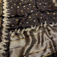 BLACK COLOUR KOTA DORIA SAREE WITH ZARI BORDER & BUTTI - Kothari Sons