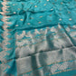 CYAN BLUE COLOUR KOTA DORIA SAREE WITH ZARI BORDER & BUTTI - Kothari Sons