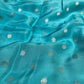 CYAN BLUE COLOUR KOTA DORIA SAREE WITH ZARI BORDER & BUTTI - Kothari Sons