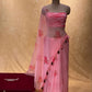 PINK COLOUR ORGANZA PRINTED SAREE EMBELLISHED WITH AARI WORK