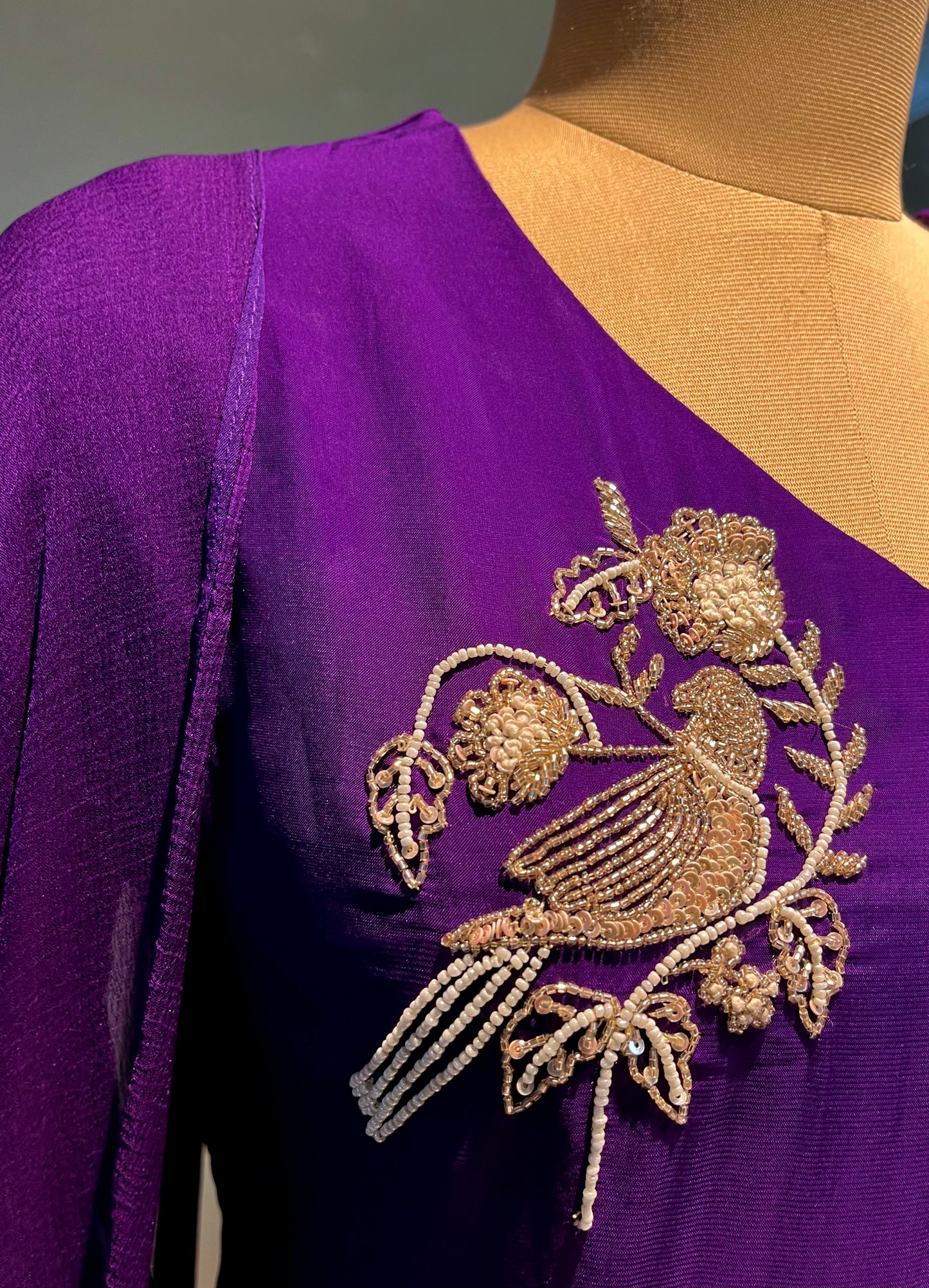 PURPLE COLOUR ORGANZA READYMADE SUIT EMBELLISHED WITH CUTDANA & BEADS WORK