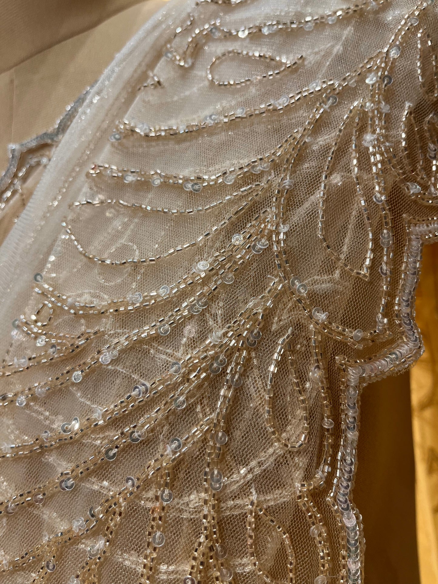 ( DELIVERY IN 25 DAYS ) Weddig Special: OFF WHITE COLOR NET HAND EMBROIDERED SAREE EMBELLISHED WITH CUTDANA & SEQUINS WORK