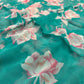 TURQUOISE COLOUR FLORAL PRINTED CHIFFON SAREE WITH CHINON BLOUSE - Kothari Sons