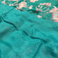 TURQUOISE COLOUR FLORAL PRINTED CHIFFON SAREE WITH CHINON BLOUSE - Kothari Sons