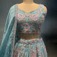 MULTI  COLOUR EMBROIDERED GLASS TISSUE LEHNGA WITH READYMADE EMBROIDERED BLOUSE ( Delivered in 30 Days )