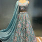 MULTI  COLOUR EMBROIDERED GLASS TISSUE LEHNGA WITH READYMADE EMBROIDERED BLOUSE ( Delivered in 30 Days )