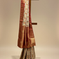 IVORY COLOUR GEORGETTE SILK SAREE WITH ZARI BORDER PALLA AND RANGKAT BLOCK MOTIFS HIGHLIGHTED WITH EMBROIDERY