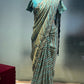 RAMA GREEN COLOUR GEORGETTE TISSUE SAREE EMBELLISHED WITH SEQUINS & BEADS WORK READYMADE BLOUSE