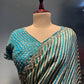 RAMA GREEN COLOUR GEORGETTE TISSUE SAREE EMBELLISHED WITH SEQUINS & BEADS WORK READYMADE BLOUSE