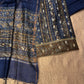 BLUE COLOUR CHANDERI SILK PRINTED UNSTITCHED SUIT